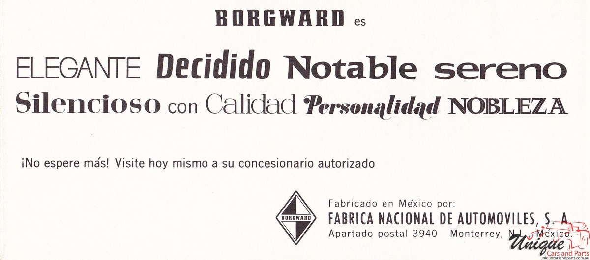 1967 Borgward (Mexico) Brochure Page 8